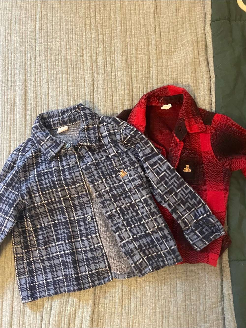 GAP Blue Plaid and Red Buffalo Check Kids Button-Up Shirts